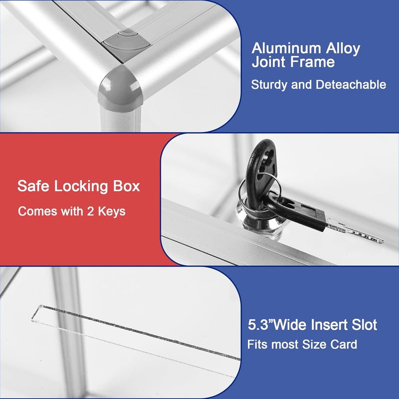 Craflakow Large Donation Box with Lock, Acrylic Ballot Box with Slot 10 x 10 x 10 Inch, Suggestion Box with Lock Cash Storage Container for Fundraising Voting Charity Contest Tip - Image 5
